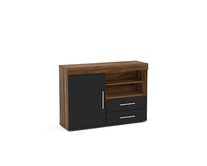 Edgeware 1 Door 2 Drawer Sideboard- Walnut & Black