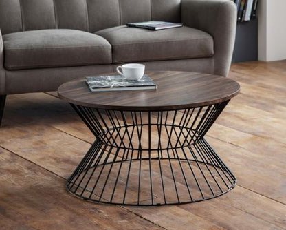 Round Wire Coffee Table - Walnut