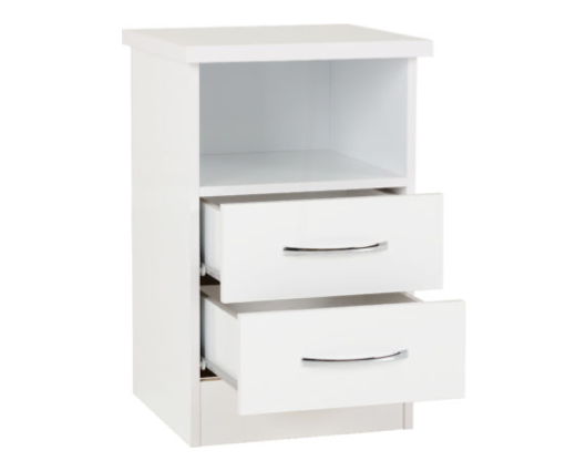 Neptune 2 Drawer Bedside - White Gloss