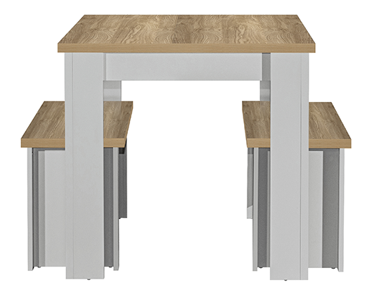 Harper Dining Table & Bench Set - Grey