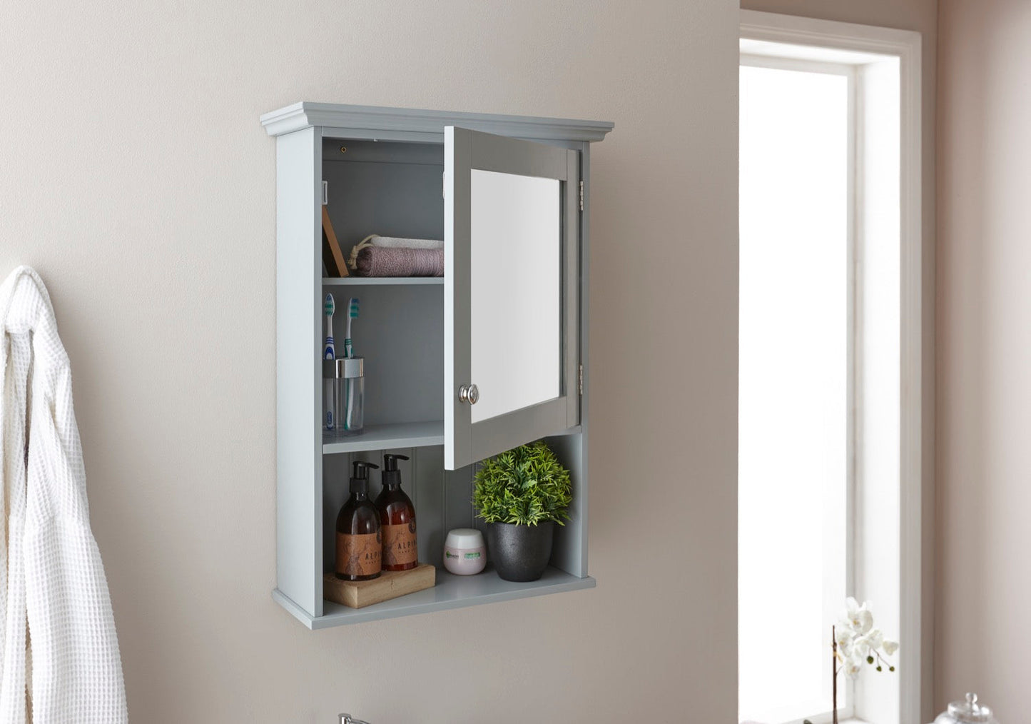 Classic Grey Mirrored Cabinet