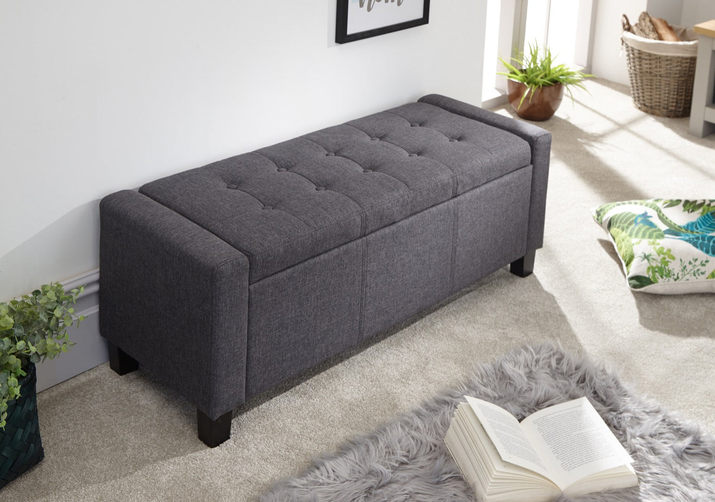Vanessa Ottoman Bench-Charcoal