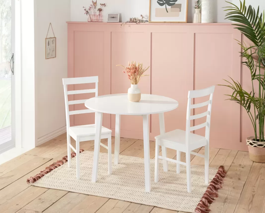 Pagan Dining Table & 2 Ladder Chairs- White