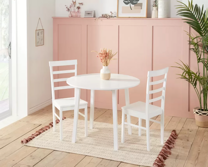 Pagan Dining Table & 2 Ladder Chairs- White