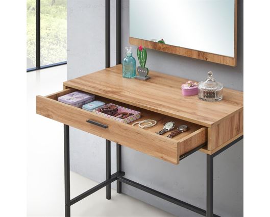 Zulu Dressing Table with Mirror-Oak