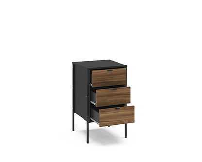 Opus 3 Drawer Storage Unit- Walnut & Black