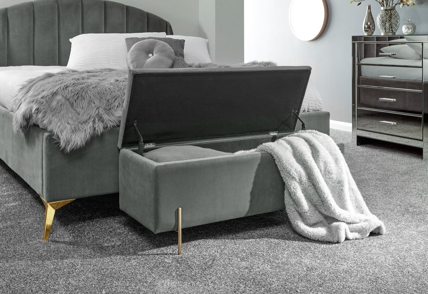 Melta Ottoman Storage Bench-Grey