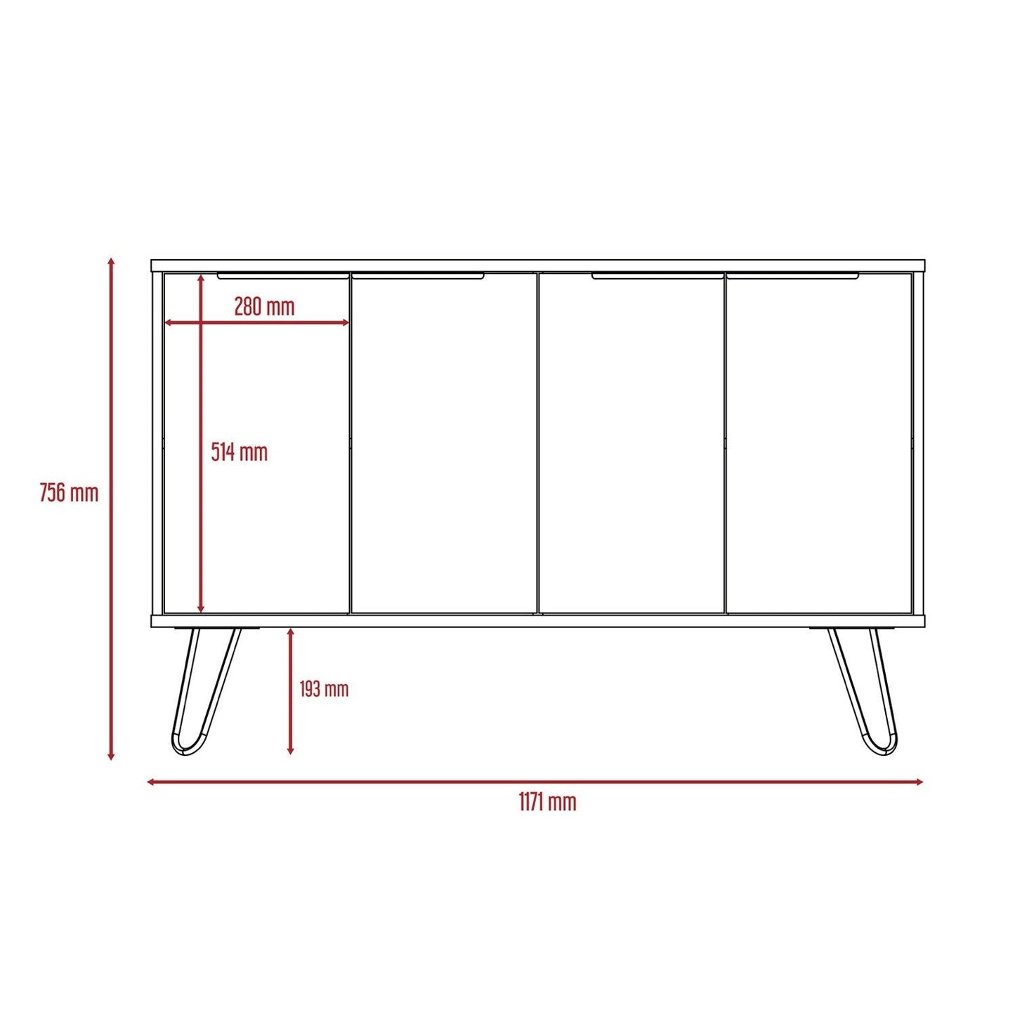 Nexus Large 4 Door Sideboard