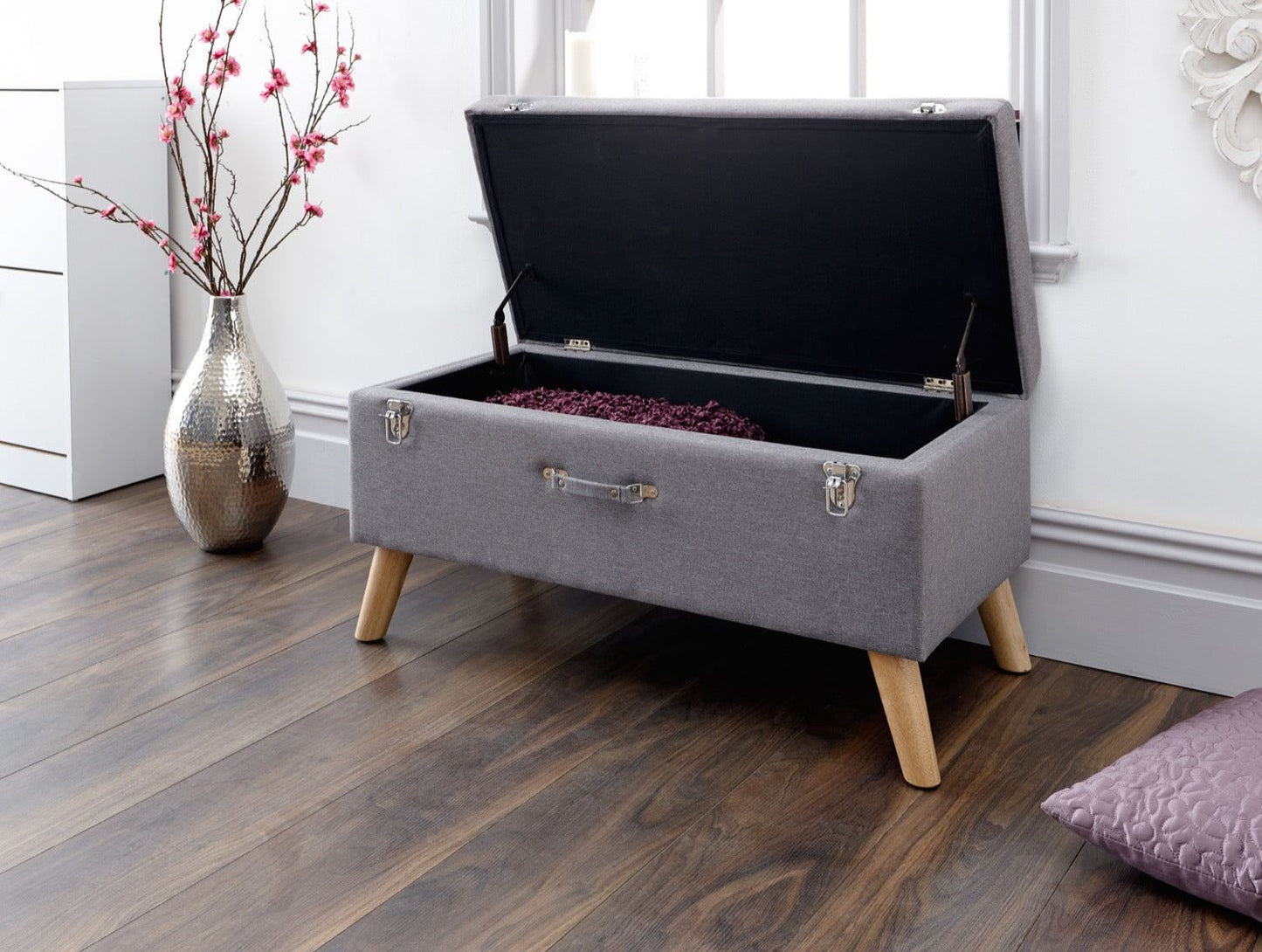 Maisie Large Storage Ottoman-Grey
