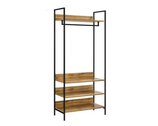 Zulu Open Wardrobe with 4 Shelves-Oak