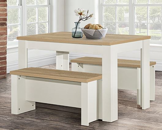 Harper Dining Table & Bench Set - Cream