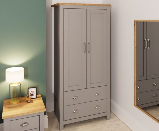Lincoln 2 Door Wardrobe- Light Grey