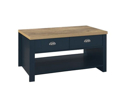 Highgate 2 Drawer Coffee Table - Navy