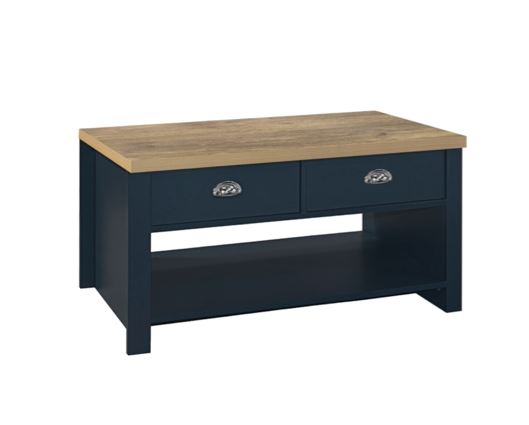 Highgate 2 Drawer Coffee Table - Navy