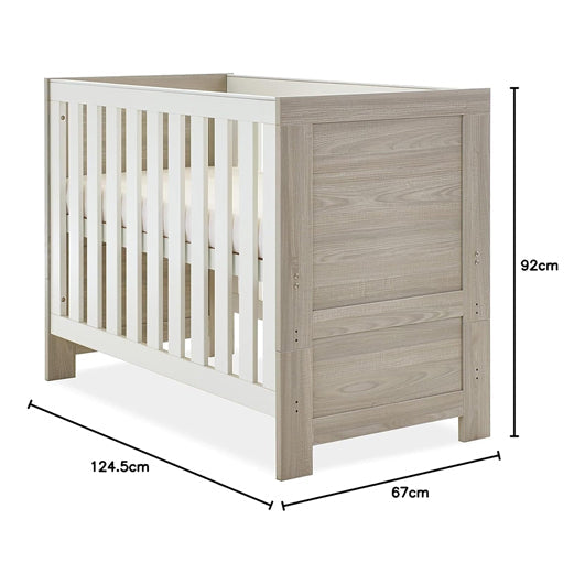 Nina Mini Cot Bed & Underdrawer - Grey Wash & White