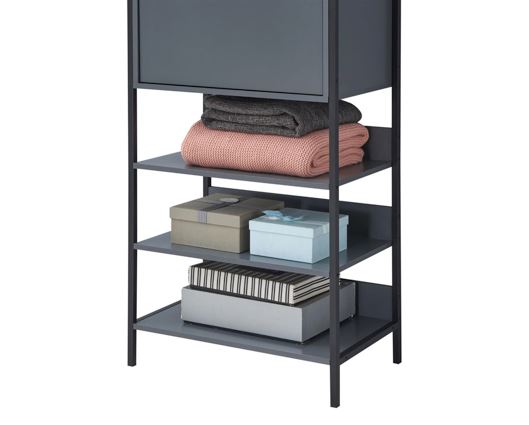 Zulu Storage Cabinet with 1 Door & 3 Shelves-Dark Grey