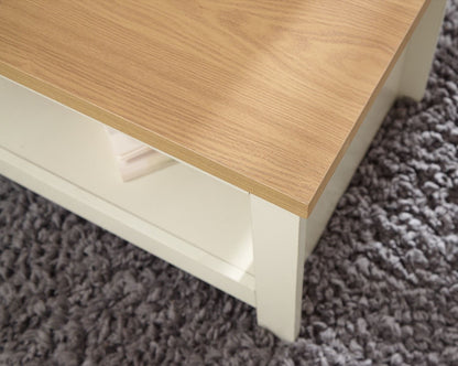 Lachlan Coffee Table With Shelf-Cream