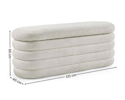 Hailey Ivory Boucle Upholstered Ottoman Storage Bench