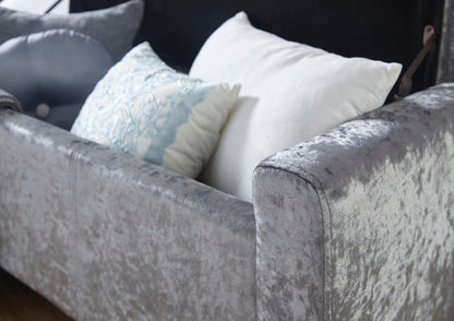 Vanessa Ottoman Bench-Grey Crushed Velvet