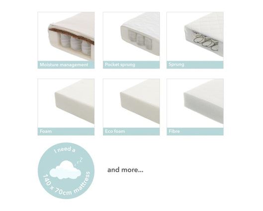 Simple Cot & Fibre Mattress- White