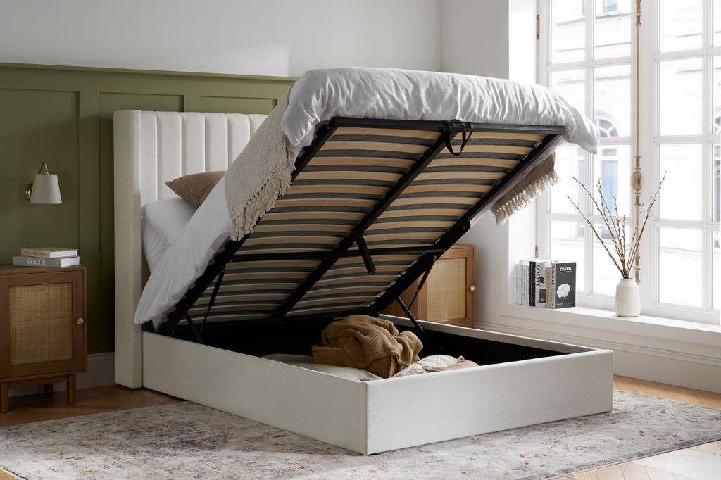 Maisey Double Ottoman Bed - Cream