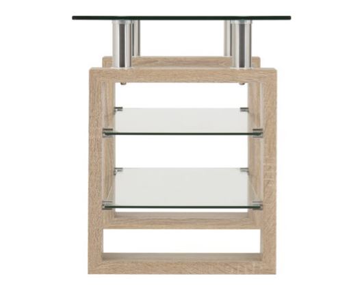 Milan TV Unit - Sonoma Oak Effect Veneer/Clear Glass/Silver
