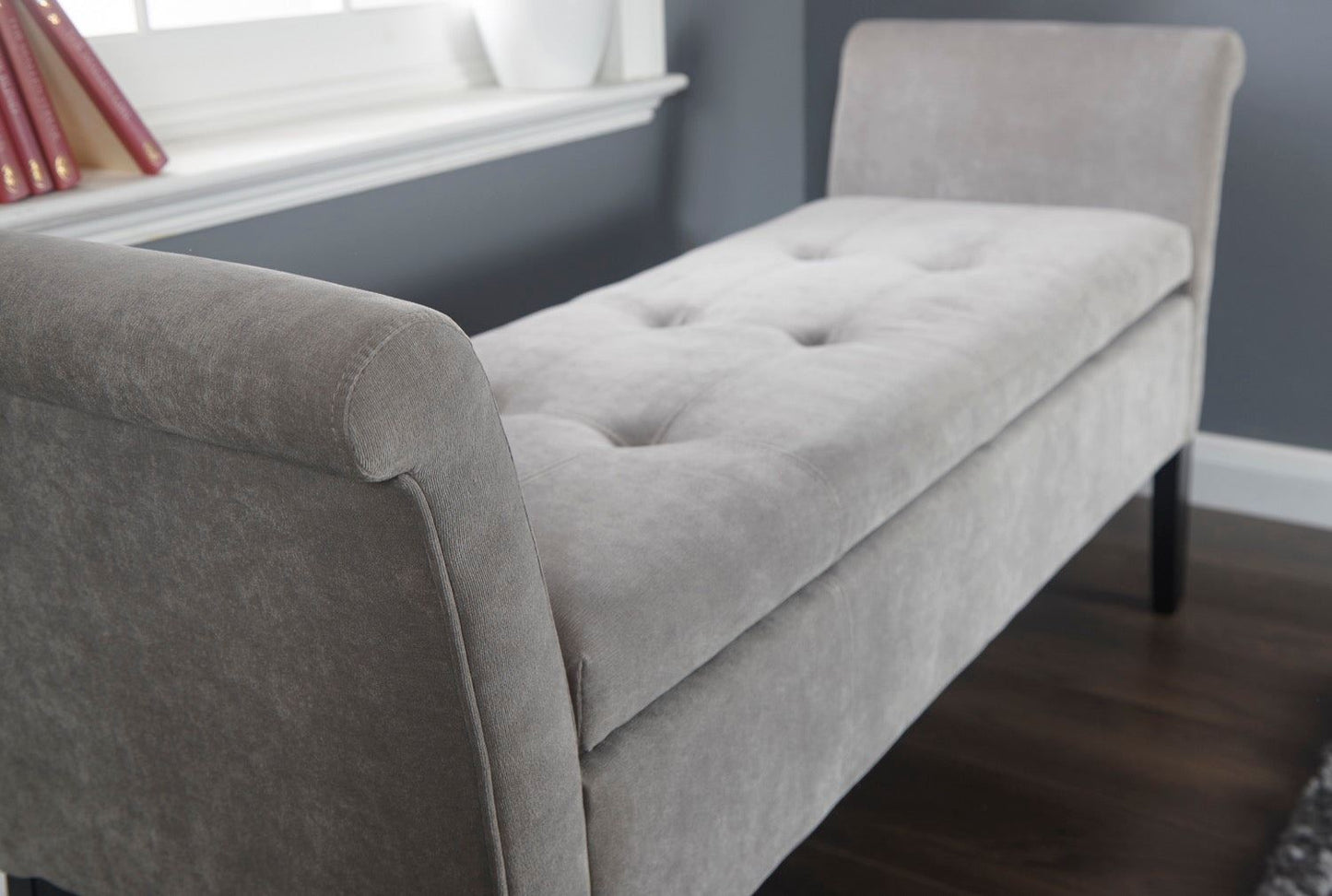 Bex Window Seat-Silver Chenille