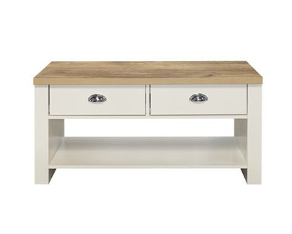 Highgate 2 Drawer Coffee Table - Cream