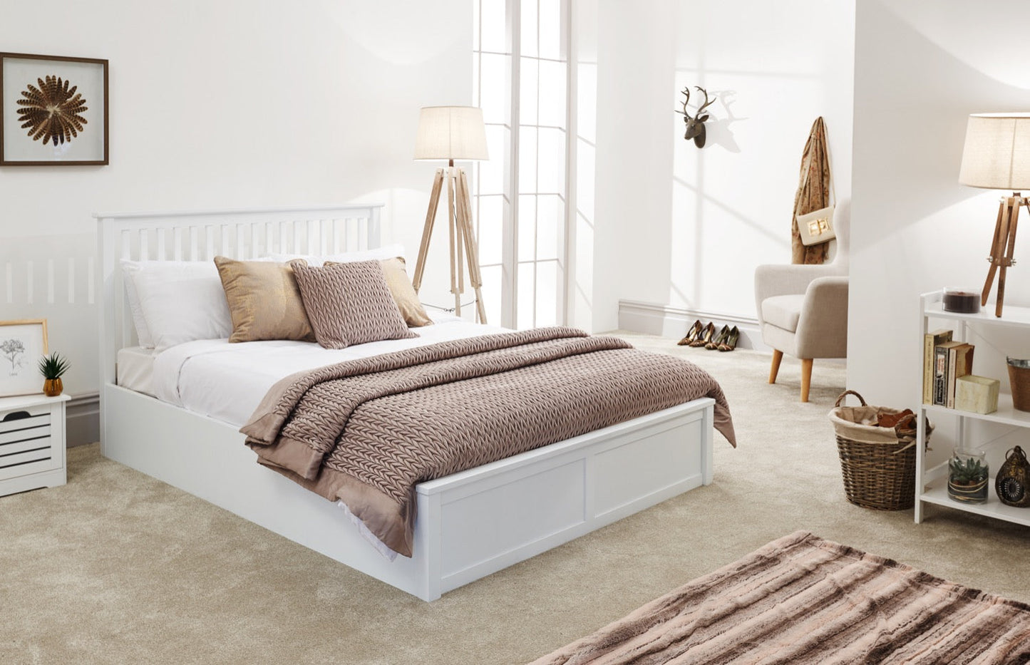 Coxon King Wooden Ottoman-White
