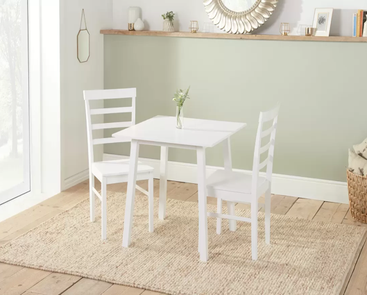 Stetson Dining Table & 2 Ladder Chairs- White