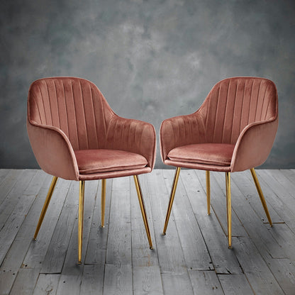 Lonnie Dining Chair Vintage Pink With Gold Legs (Pack of 2)