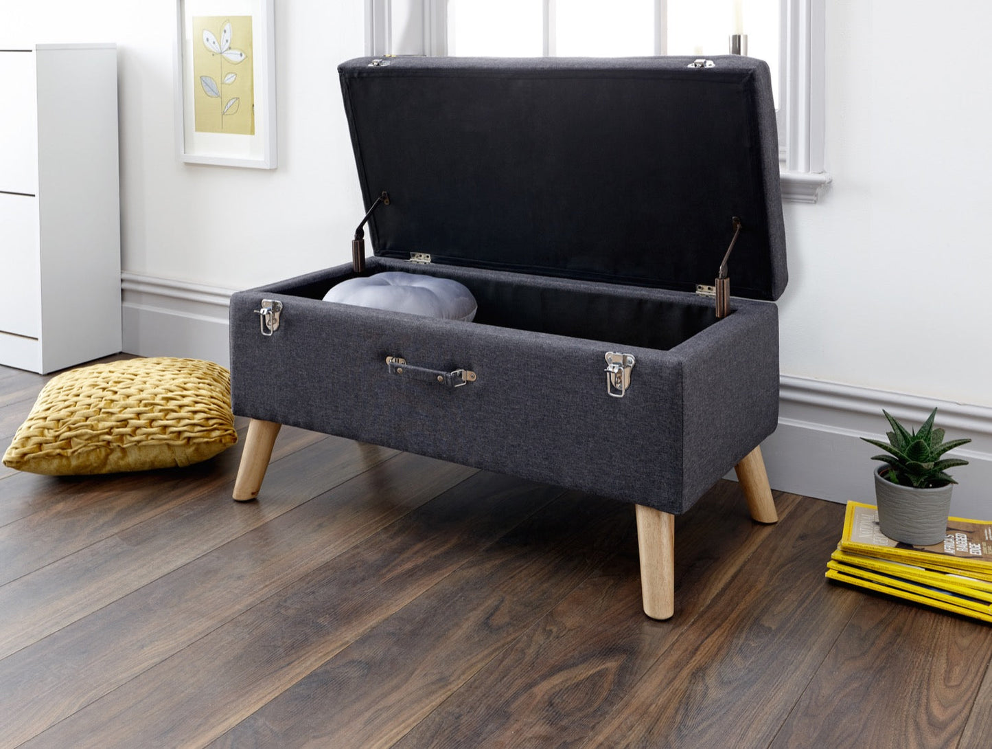 Maisie Large Storage Ottoman-Charcoal