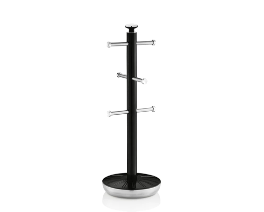 Swan Retro Towel Pole and Mug Tree Set Black