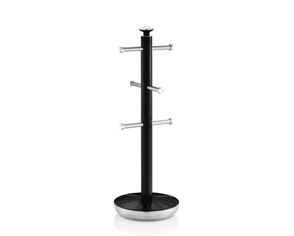 Swan Retro Towel Pole and Mug Tree Set Black