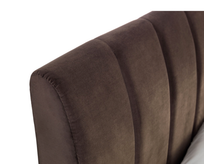 Dario Scalloped Velvet King Bed - Grey