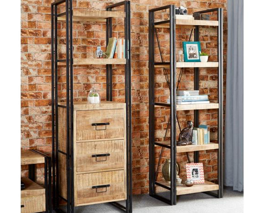 Cole Industrial Slim Open Bookcase