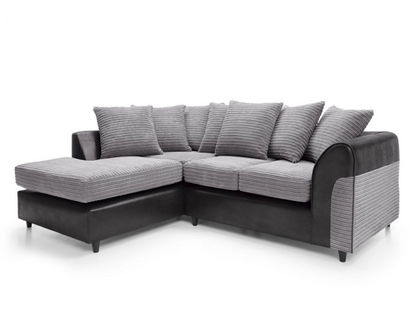 Harley Left Hand Facing Corner Sofa - Black & Charcoal