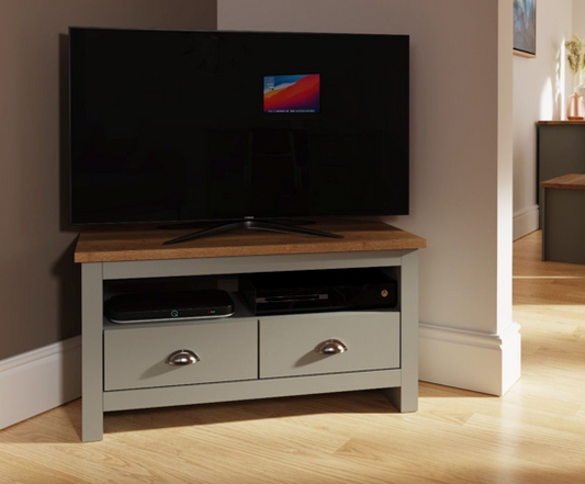 Lincoln TV Unit with 2 Drawers- Light Grey