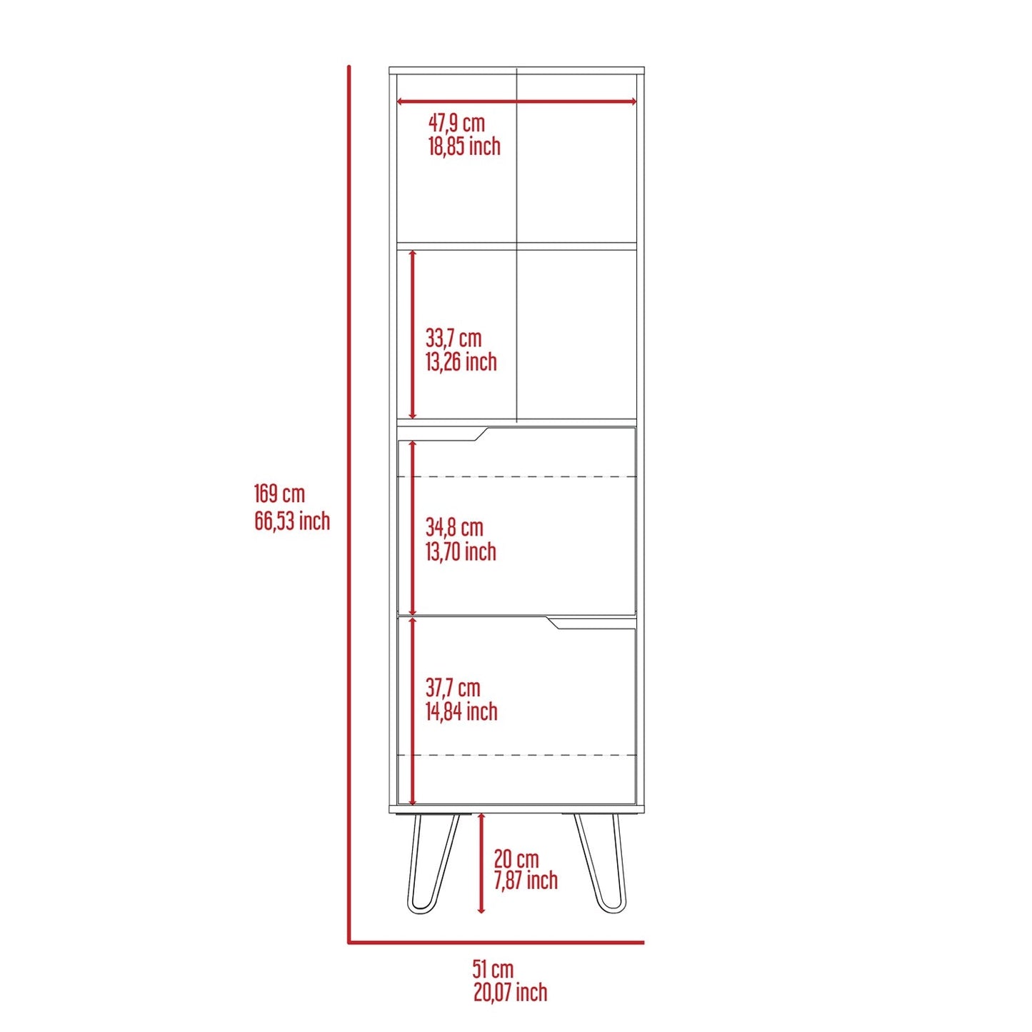 Matteo Tall Bookcase with 2 Doors