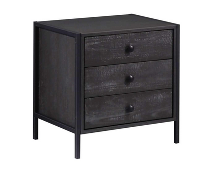Zulu Nightstand with 3 Drawers-Black