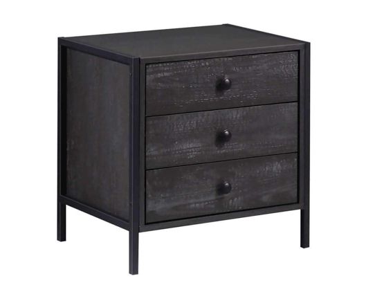 Zulu Nightstand with 3 Drawers-Black