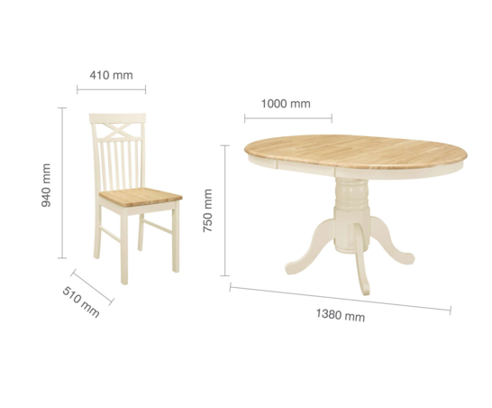 Charlie Round Extending Dining Table & 4 Chairs