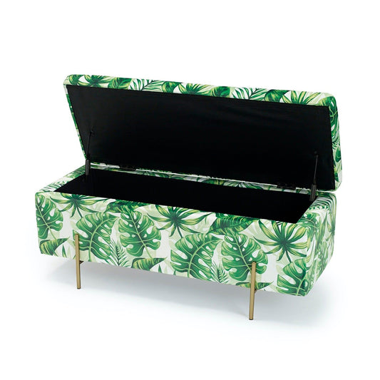 Laretta Storage Ottoman Palm Print