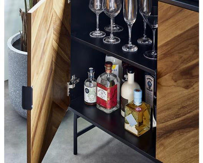 Alvin Sideboard - Black and Natural Brown Wood