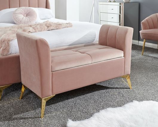 Phoebe Ottoman Storage Bench-Pink
