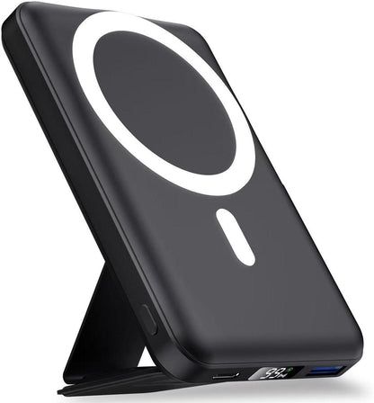 Magnetic Wireless Power Bank with Foldable Stand and LED Display