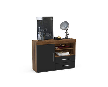 Edgeware 1 Door 2 Drawer Sideboard- Walnut & Black