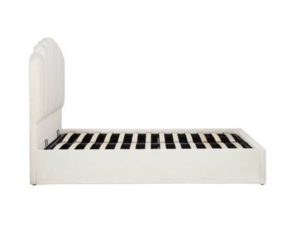 Monaco Fabric Ottoman Double Bed - White