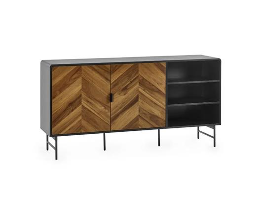 Alvin Sideboard - Black and Natural Brown Wood