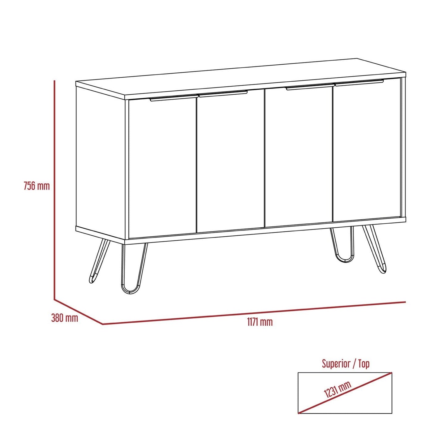 Nexus Large 4 Door Sideboard